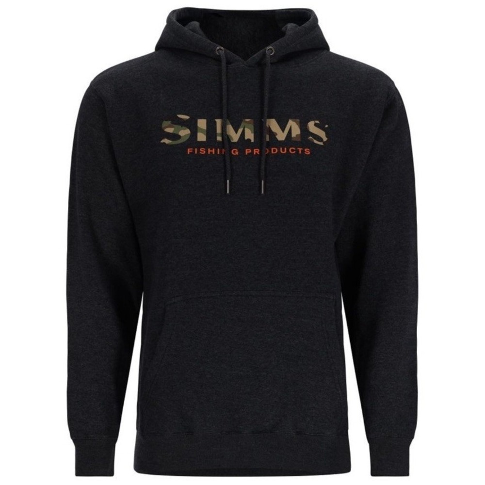 Simms Hoodie Sweatshirt Men M Charcoal Gray Camo Logo 2024